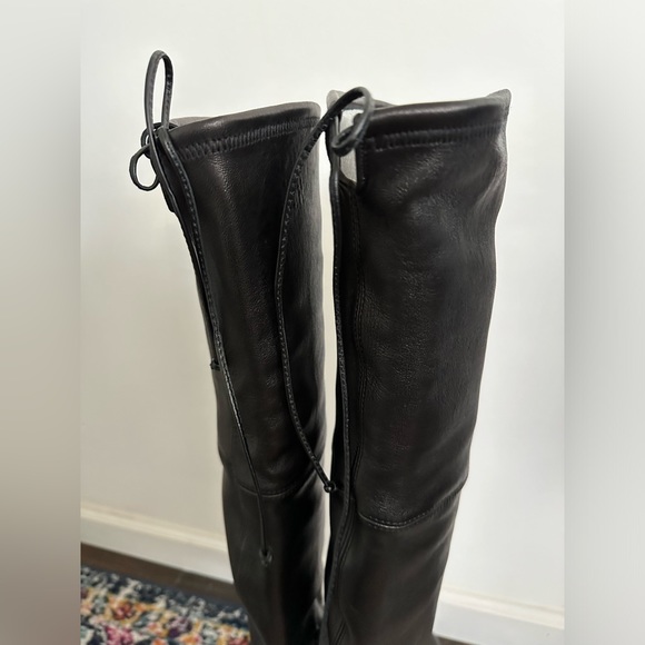 Stuart Weitzman Exes Black Leather Lace Up OTK Boots Size 9.5 - Picture 6 of 10
